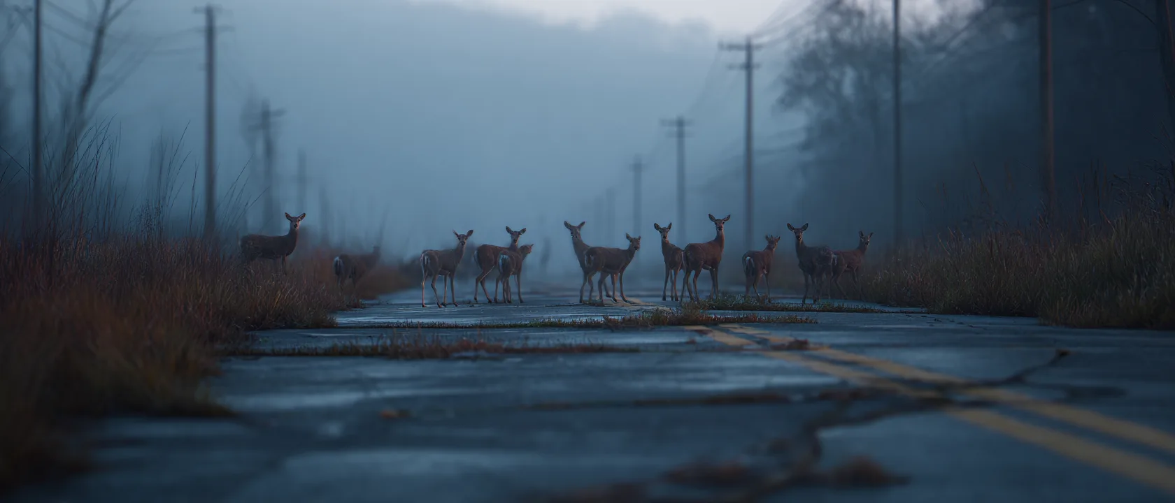 Mj Herd Deer Calmly Crossing