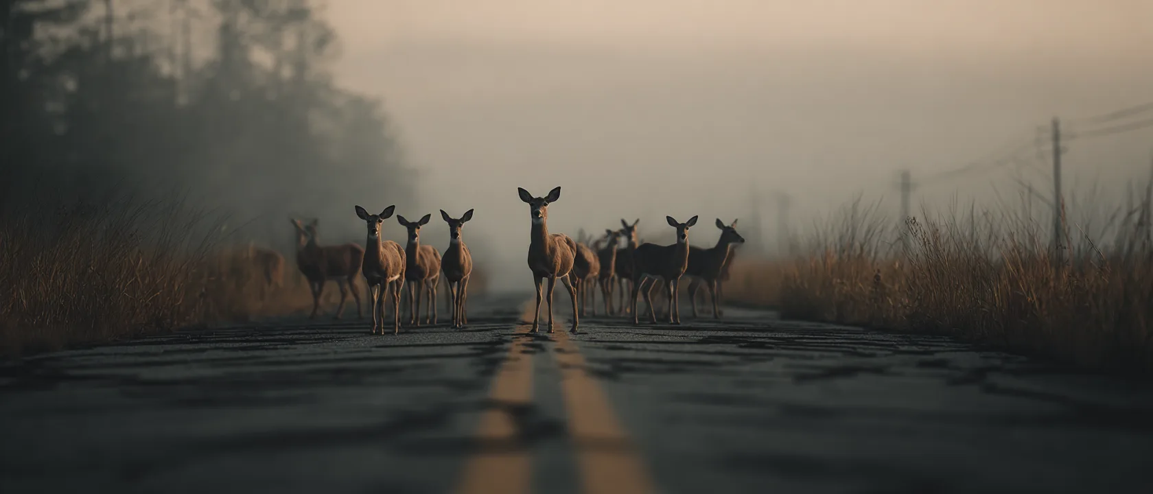 Mj Herd Deer Calmly Crossing