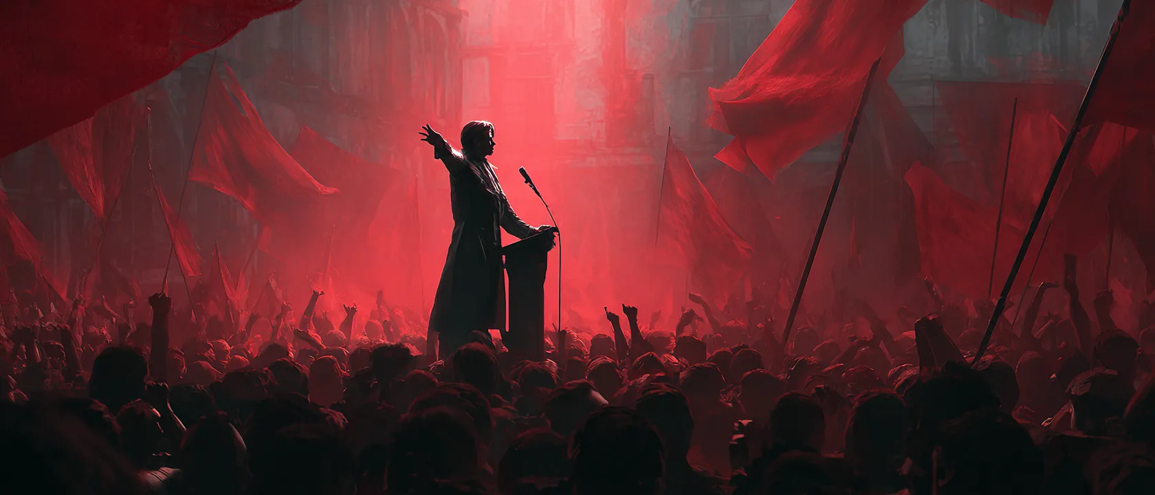 Mj Politician Podium Flags Behind