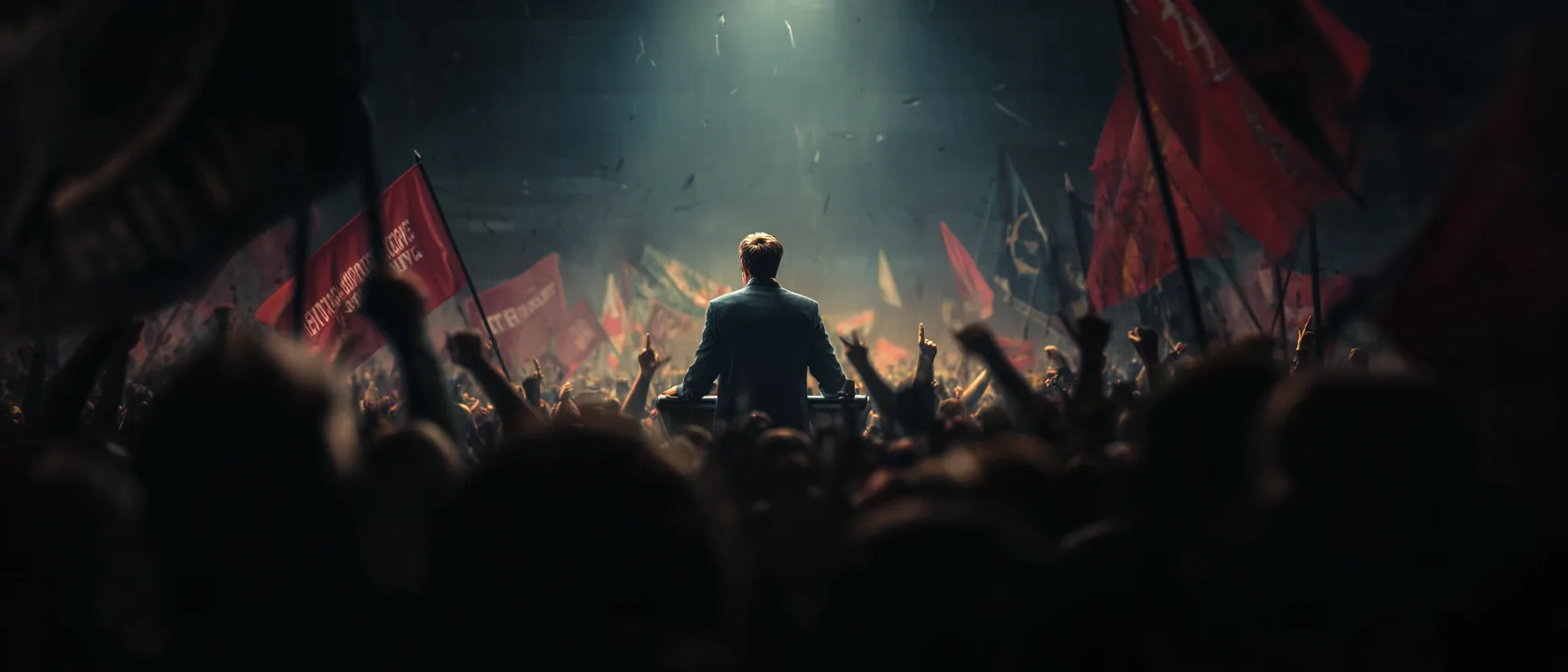 Mj Politician Podium Flags Behind