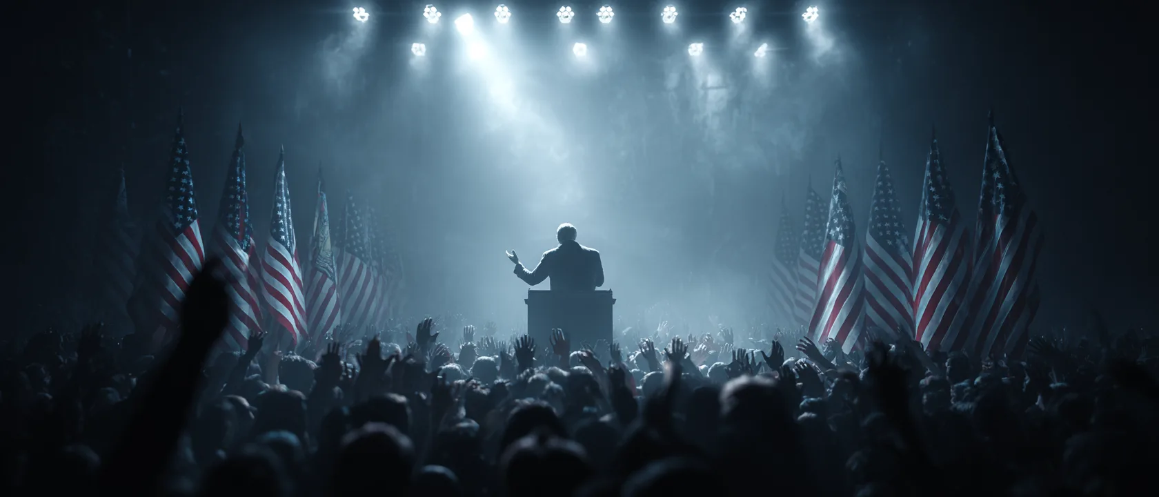 Mj Politician Podium Flags Behind