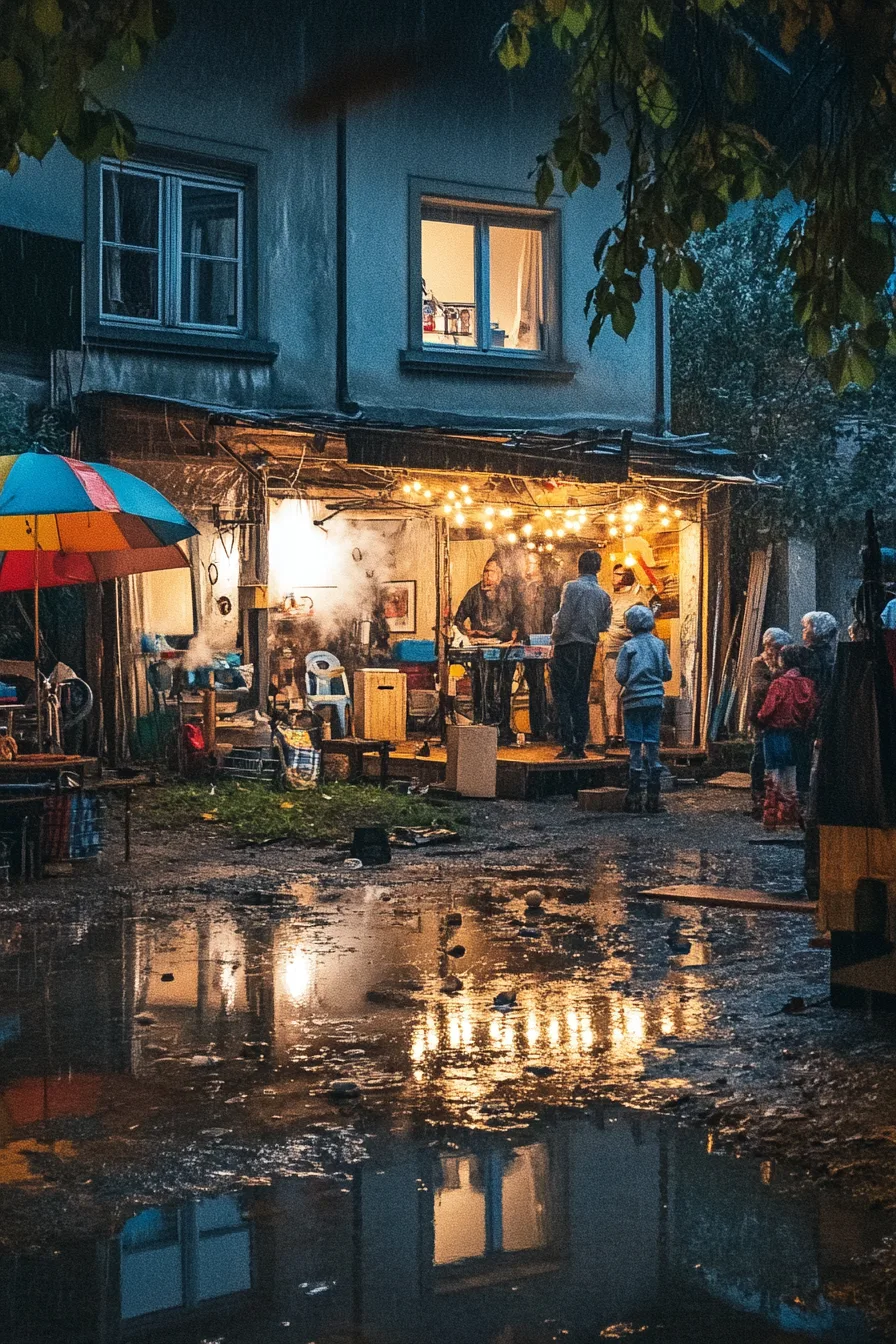 Mj Rainy Courtyard Dilapidated 1970s