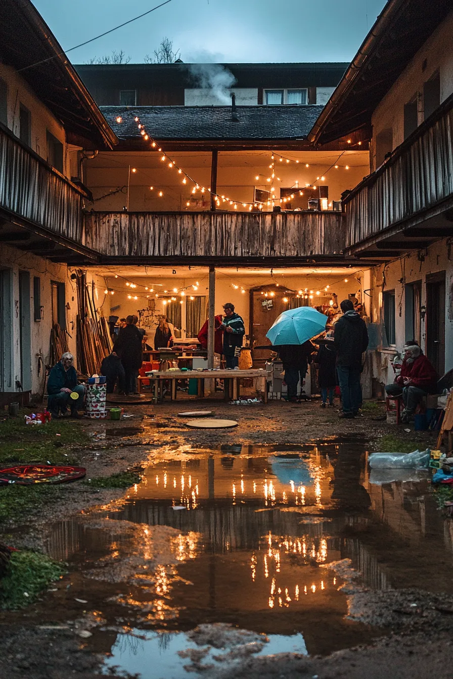 Mj Rainy Courtyard Dilapidated 1970s